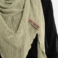Knit Factory Jose Dreieckstuch Sage Green 190x85 cm Gestreift