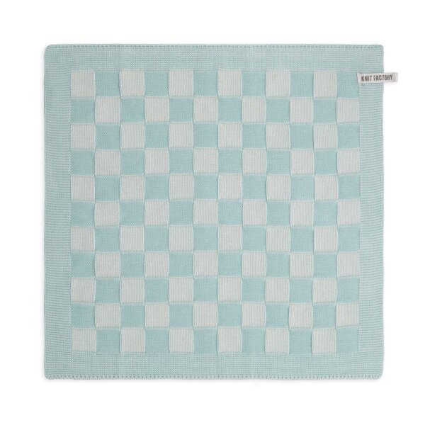 Knit Factory Küchentuch Block Ecru Minze 50x50 cm Kariert