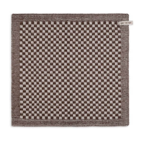Knit Factory Küchentuch Cubes Ecru Chocolate 50x50 cm Kariert