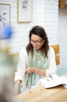 Knit Factory Jose Dreieckstuch Apricot 190x85 cm Gestreift