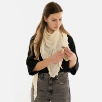 Knit Factory Jose Dreieckstuch Beige 190x85 cm Gestreift