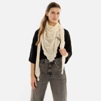 Knit Factory Jose Dreieckstuch Beige 190x85 cm Gestreift
