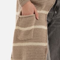 Knit Factory Bibi Lange Strickjacke Leinen Beige Mit Taschen 36/38 Gestreift