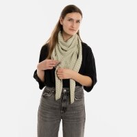 Knit Factory Vera Dreiecksschal Ecru Sage Green 190x65 cm Fischgrät