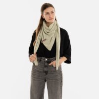 Knit Factory Vera Dreiecksschal Ecru Sage Green 190x65 cm Fischgrät