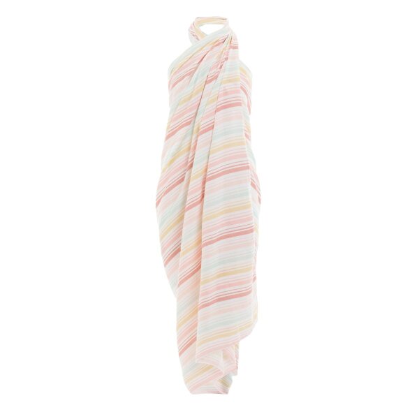Knit Factory Viva Pareo L Musselintuch Strandtuch Sunny Pink 180x130 cm Gestreift