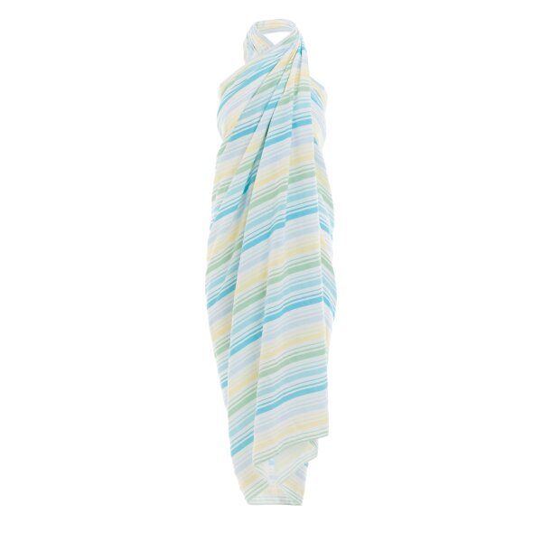 Knit Factory Viva Pareo L Musselintuch Strandtuch Pacific Blue 180x130 cm Gestreift