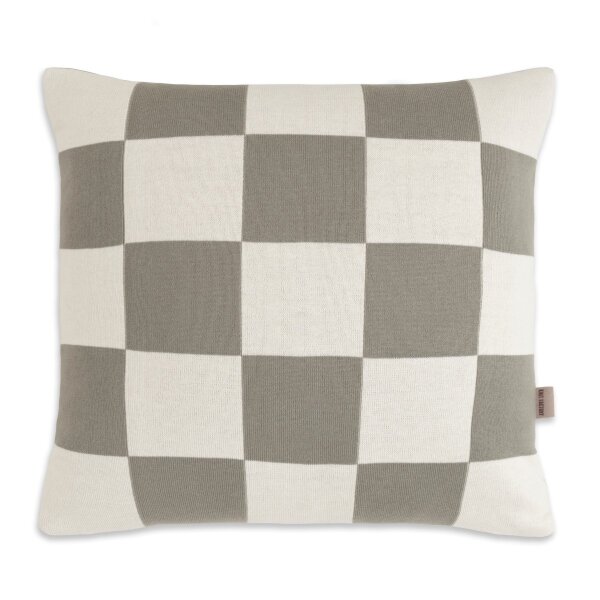 Knit Factory Caro Kissen Ecru Urban Green 50x50 cm Kariert