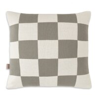 Knit Factory Caro Kissen Ecru Urban Green 50x50 cm Kariert