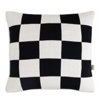 Knit Factory Caro Kissen Ecru Schwarz 50x50 cm Kariert