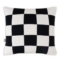 Knit Factory Caro Kissen Ecru Schwarz 50x50 cm Kariert