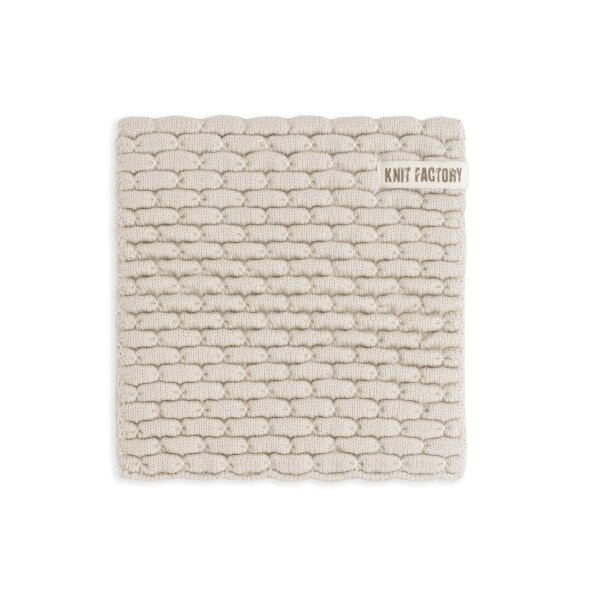 Knit Factory Gestrickter Topfuntersetzer Block Ecru Leinen One Size Kariert