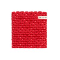 Knit Factory Gestrickter Topfuntersetzer Block Ecru Rot...