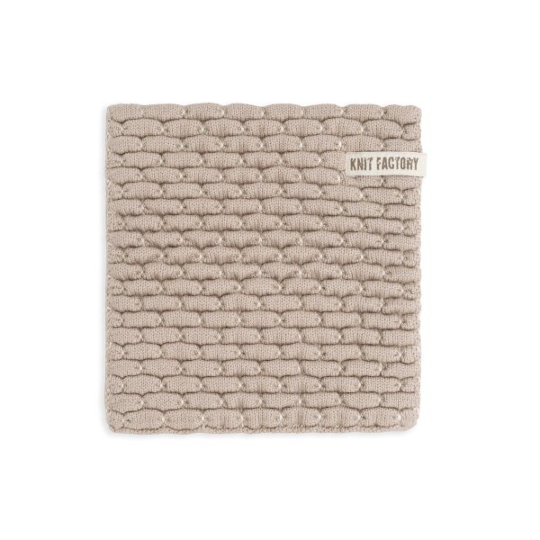 Knit Factory Gestrickter Topfuntersetzer Block Ecru Taupe One Size Kariert