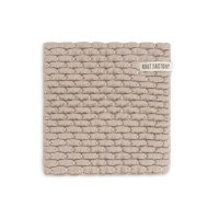 Knit Factory Gestrickter Topfuntersetzer Block Ecru Taupe...