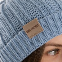 Knit Factory Nica Mütze Crystal Blue One Size Gestreift