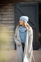 Knit Factory Nica Mütze Crystal Blue One Size Gestreift