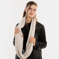 Knit Factory Nica Loop Schal Beige One Size Gestreift