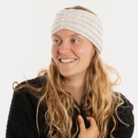 Knit Factory Nica Stirnband Beige One Size Gestreift