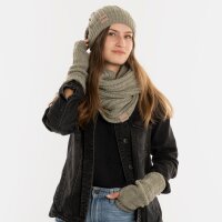 Knit Factory Nica Armstulpen Urban Green One Size Gestreift