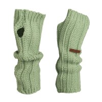Knit Factory Nica Armstulpen Sage Green One Size Gestreift