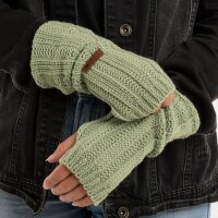Knit Factory Nica Armstulpen Sage Green One Size Gestreift