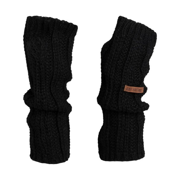 Knit Factory Nica Armstulpen Schwarz One Size Gestreift