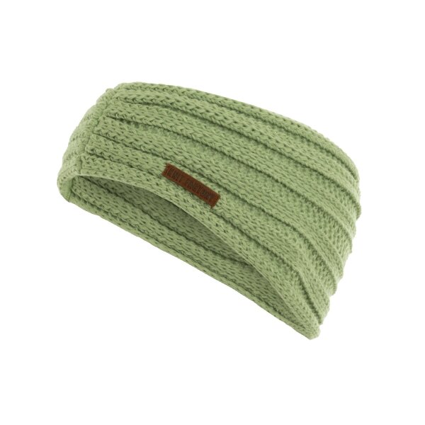 Knit Factory Nica Stirnband Sage Green One Size Gestreift