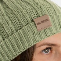 Knit Factory Nica Mütze Sage Green One Size Gestreift