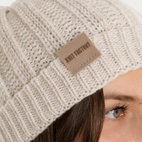 Knit Factory Nica Mütze Beige One Size Gestreift