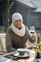 Knit Factory Nica Mütze Beige One Size Gestreift