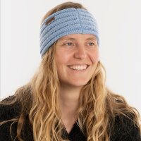 Knit Factory Nica Stirnband Crystal Blue One Size Gestreift
