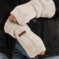 Knit Factory Nica Armstulpen Beige One Size Gestreift