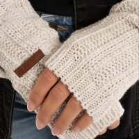 Knit Factory Nica Armstulpen Beige One Size Gestreift
