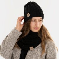 Knit Factory Nica Mütze Schwarz One Size Gestreift