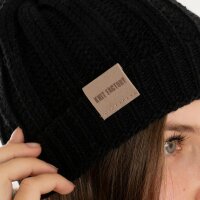 Knit Factory Nica Mütze Schwarz One Size Gestreift