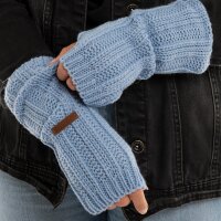Knit Factory Nica Armstulpen Crystal Blue One Size Gestreift