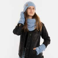 Knit Factory Nica Armstulpen Crystal Blue One Size Gestreift