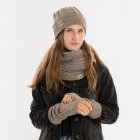 Knit Factory Nica Armstulpen Marron One Size Gestreift