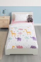 Soma Renforc&eacute; Baby Wende Bettw&auml;sche 100 x 135 cm Bettbezug Kopfkissenbezug 40 x 60 cm Safari wei&szlig; Punkte bunt