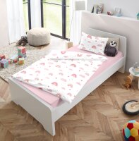 Soma Renforcé Baby Wende Bettwäsche 100 x 135 cm Bettbezug Kopfkissenbezug 40 x 60 cm Regenbogen Wolke pink rosa weiß