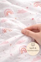 Soma Renforcé Baby Wende Bettwäsche 100 x 135 cm Bettbezug Kopfkissenbezug 40 x 60 cm Regenbogen Wolke pink rosa weiß