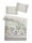Soma Renforcé Baby Wende Bettwäsche 100 x 135 cm Bettbezug Kopfkissenbezug 40 x 60 cm Waldtiere Blätter Streifen beige bunt
