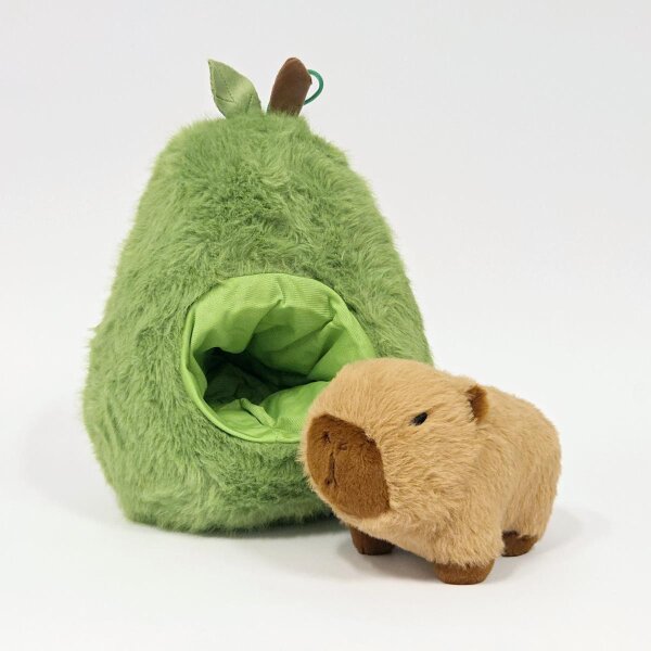 Capybara Kuscheltier braun Figur Plüsch 33 cm Plüsch Capybara in Avocado grün