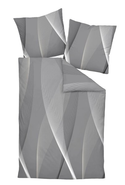 Janine Interlock-Jersey Bettwäsche * 155X220,80x80 2 teilig  Carmen S 55115-08-512 grau taupe