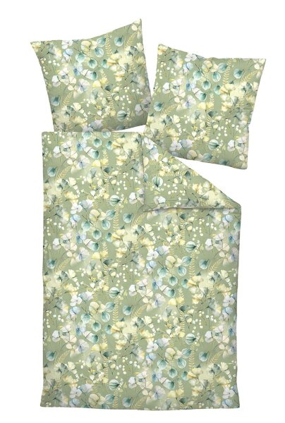 Janine Interlock-Jersey Bettwäsche * 155X220,80x80 2 teilig  Carmen S 55122-06-512 grün limone