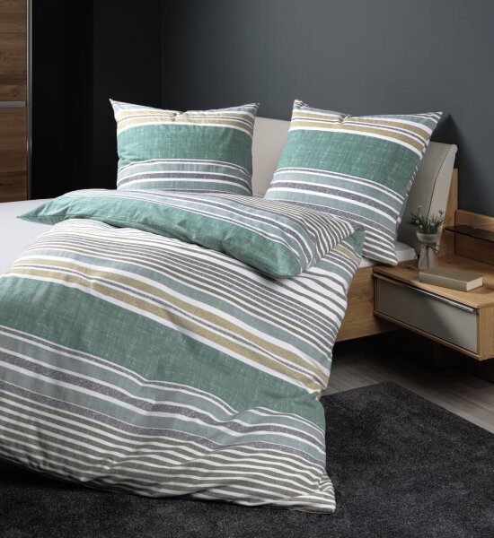 Janine Feinbiber Bettwäsche 135X200,80x80 2 teilig  Davos 65169-06-500 grün