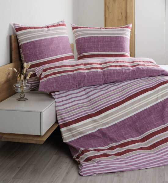 Janine Feinbiber Bettwäsche * 155X220,80x80 2 teilig  Davos 65169-05-512 beere granat