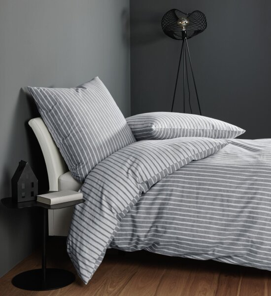 Janine Feinbiber Bettwäsche 135X200,80x80 2 teilig  Davos 65170-08-500 grau