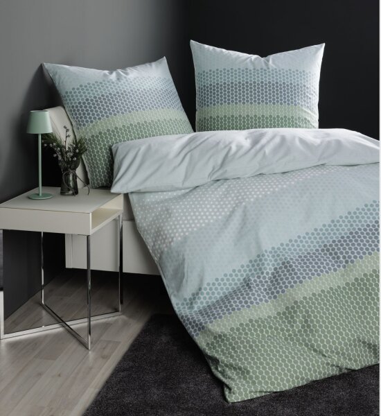 Janine Feinbiber Bettwäsche 135X200,80x80 2 teilig  Davos 65171-02-500 grün türkis